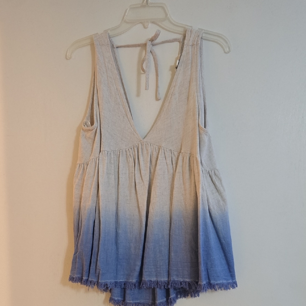 Umgee Cream and Blue Ombre Tank Top
